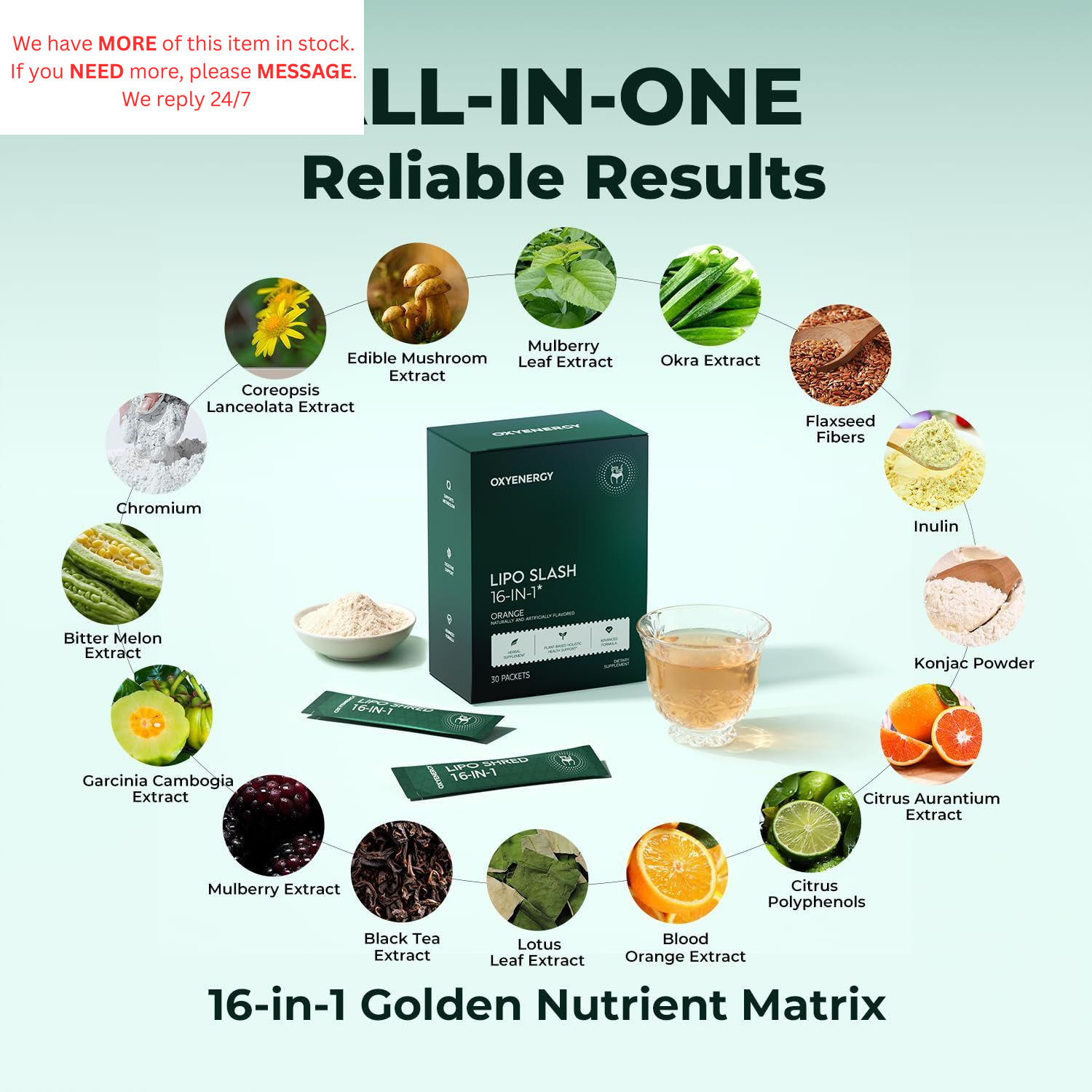 OxyEnergy LIPO Slash 16-in-1 Natural Weight Loss 30 Count (Pack of 1)