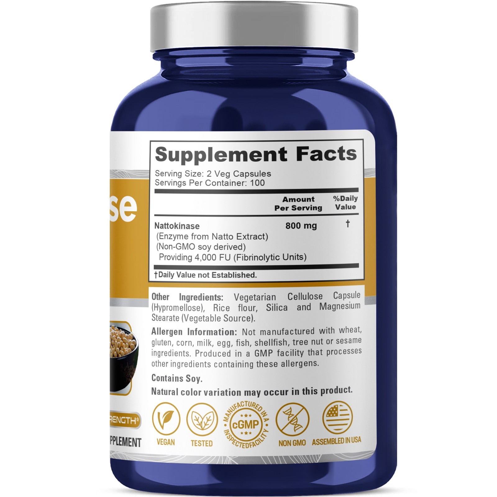 NusaPure Nattokinase 4000 FU 200 Veggie Capsules (Non-GMO & Gluten Free)