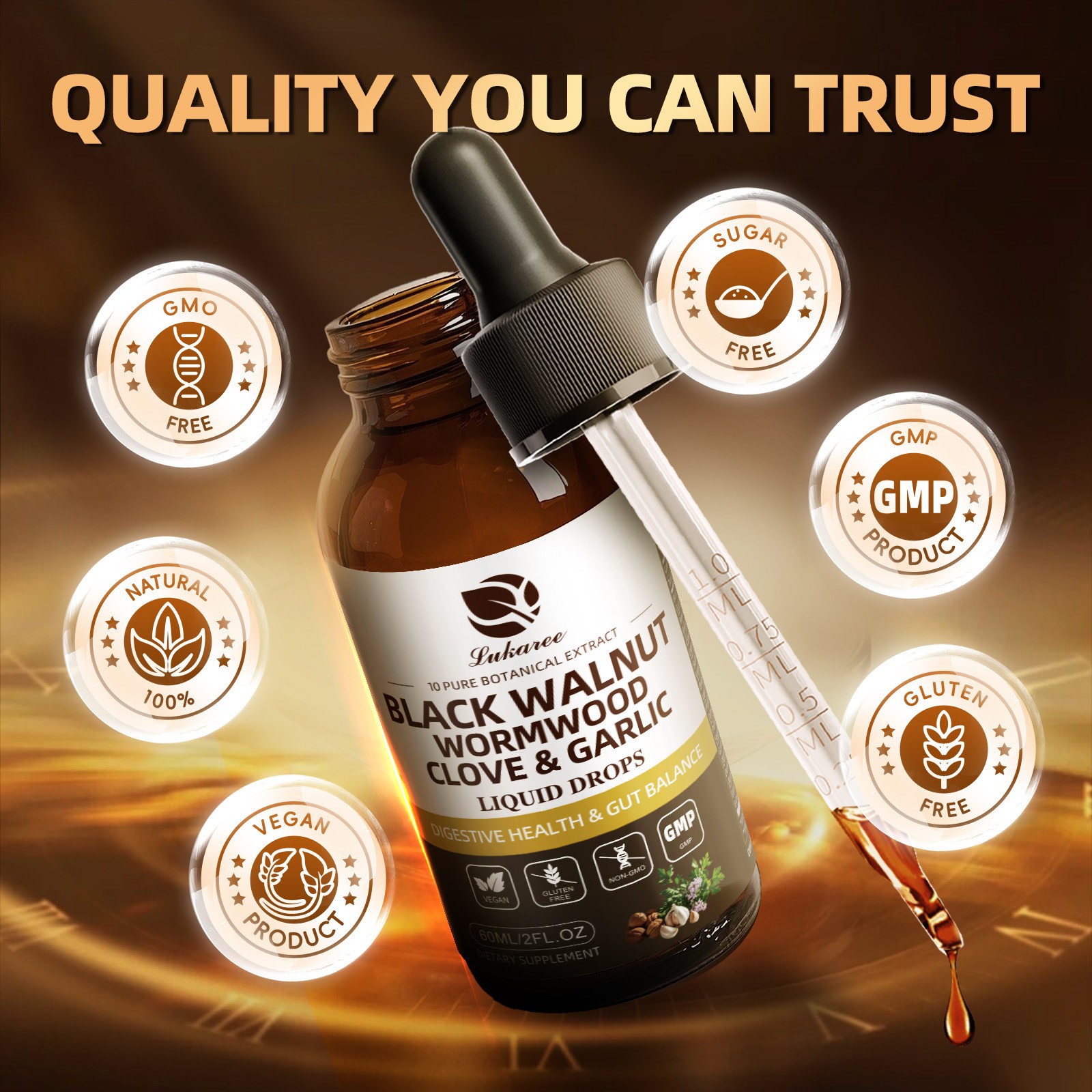60ML Black Walnut Wormwood Tincture – Rapid Gut Cleanse & Digestive Health