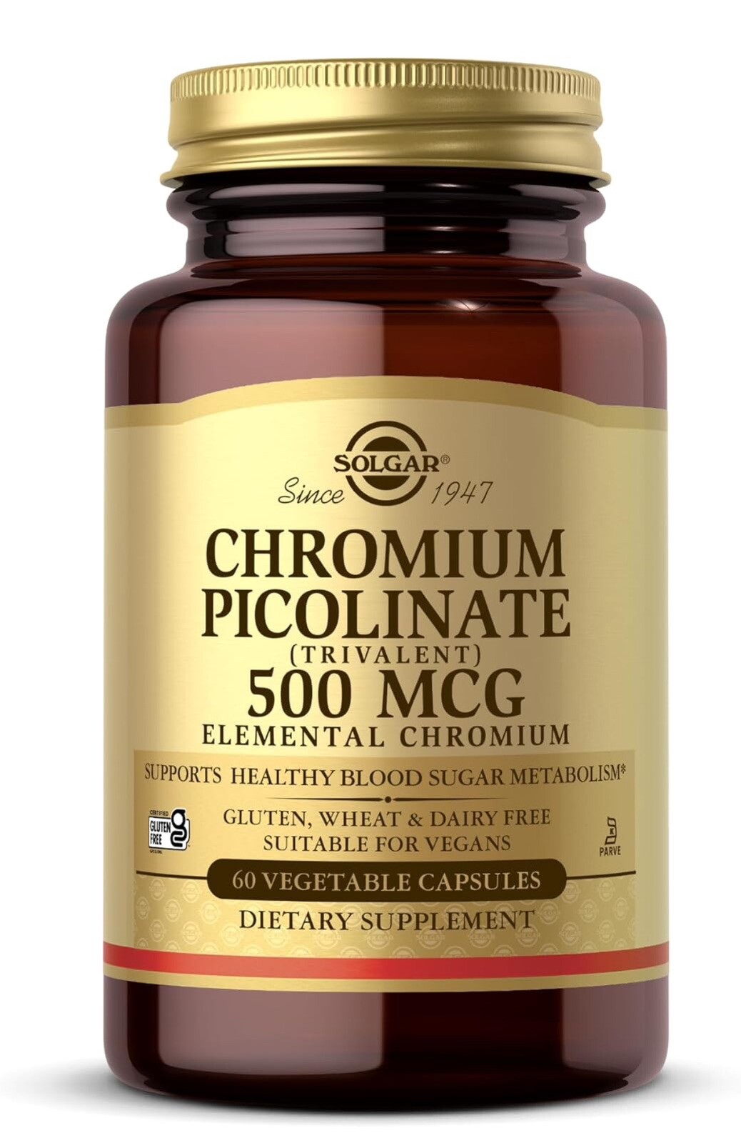 Solgar Chromium Picolinate 500 mcg 60 VegeCaps Healthy Blood Sugar