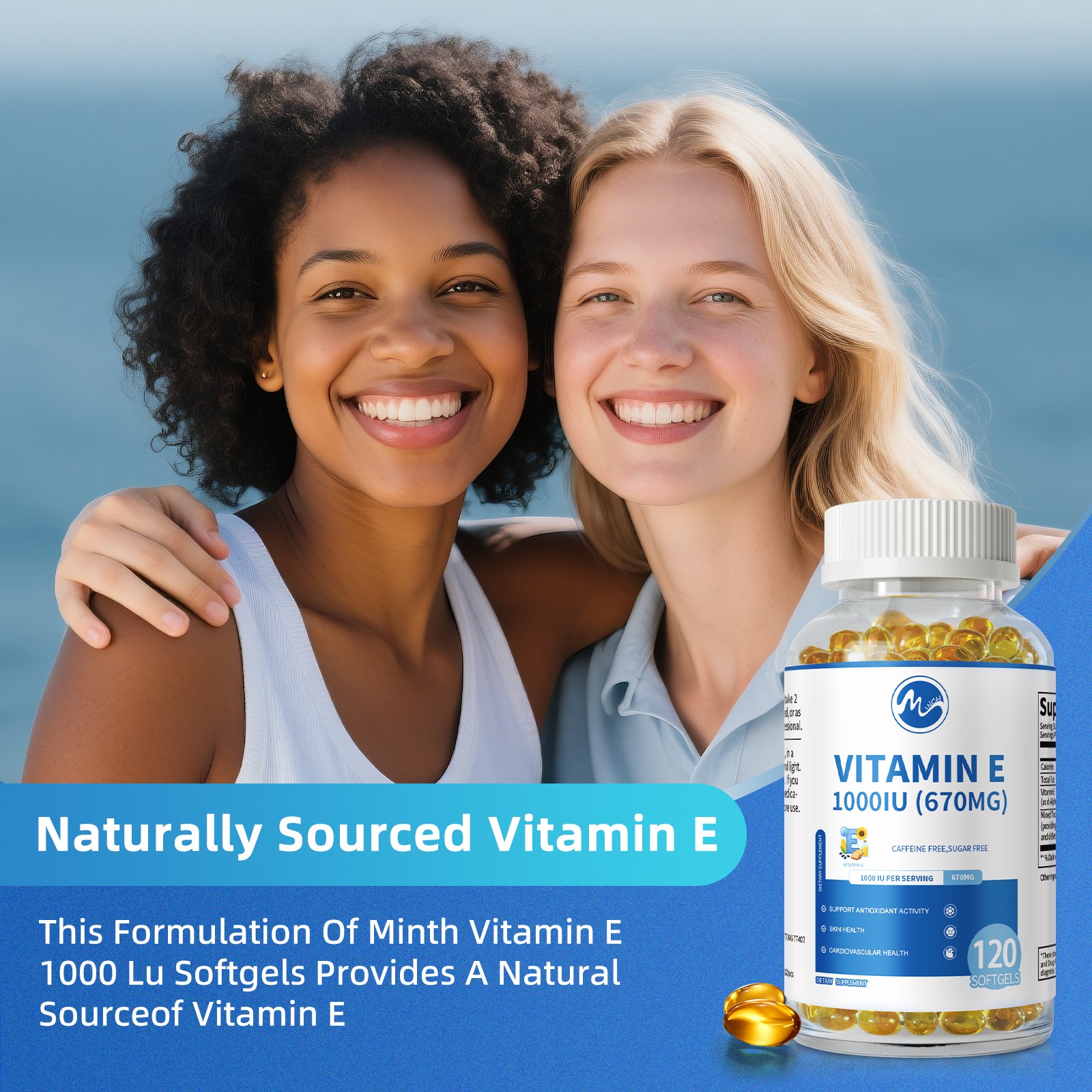 3xVitamin E 1000 IU 120 Softgels, Supports Antioxidant Health & Immune