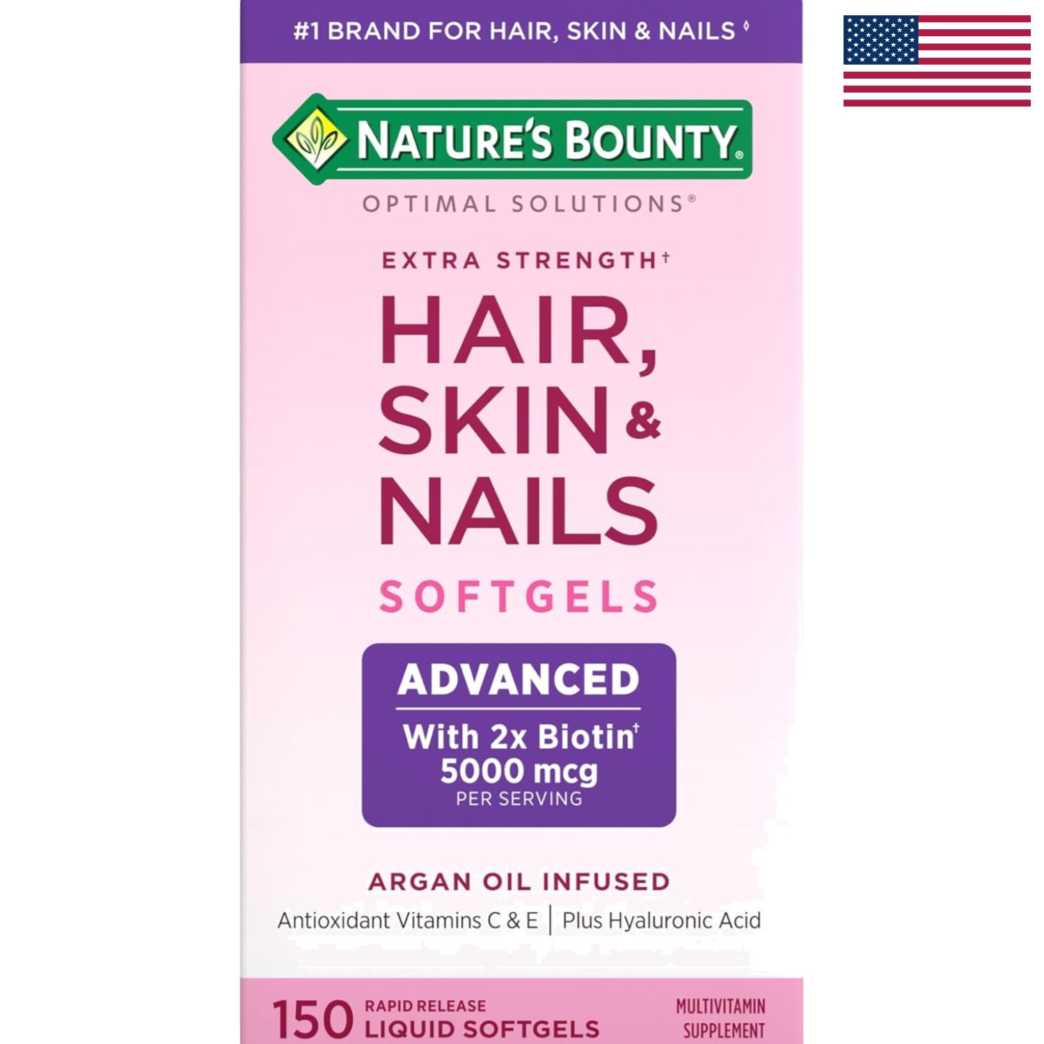 Natural Beauty Softgels – Argan Oil, Biotin & Vitamins for Skin, Hair & Nails