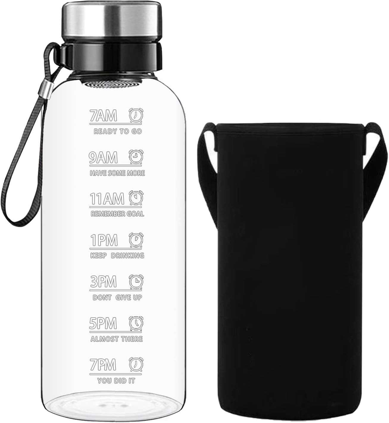 64 OZ Glass Water Bottle – Large Resuable Borosilicate 64 Ounces, Filter Lid