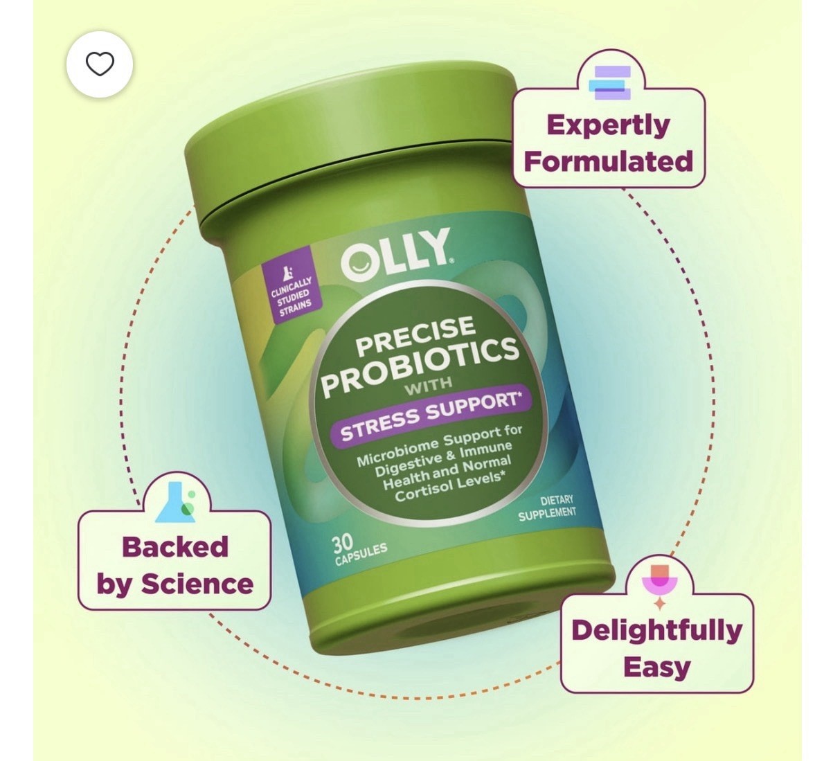 OLLY Precise Probiotics with Stress Support Dietary Supplement..