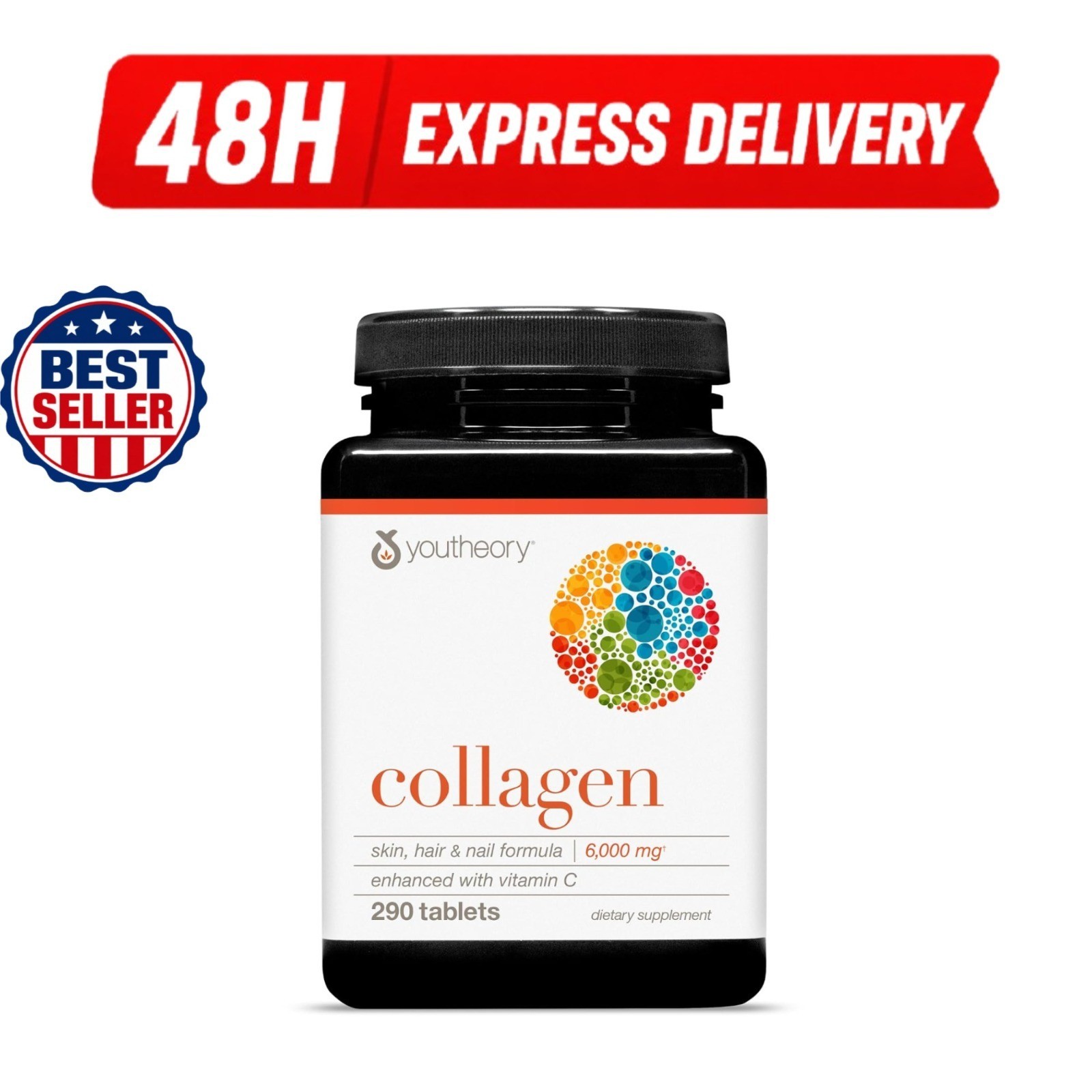 Youtheory Advanced Collagen 6000mg – Hair Growth & Joint Support 290 Tablets