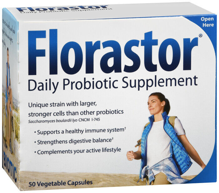 Florastor Daily Probiotic Supplement 50 Vegetable Capsules