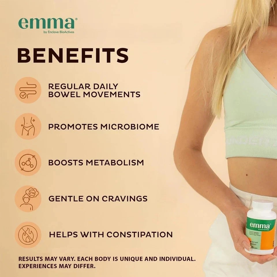 Emma Gut Health Supplement 60 Capsules for Bloating Relief & Leaky Gut ++