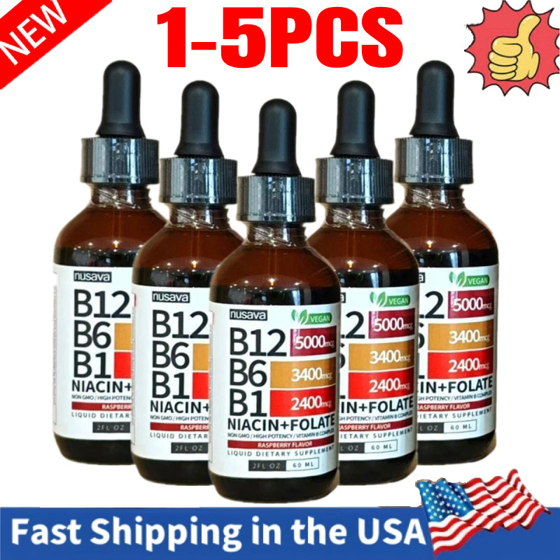 1-5 bottles Vitamin and B12 B6 Liquid Drops, B12 Sublingual Vitamin B Complex