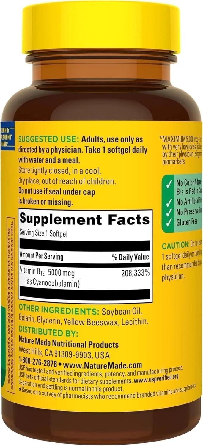 Nature Made Maximum Strength Vitamin B12 5000 Mcg, Energy Metabolism Support