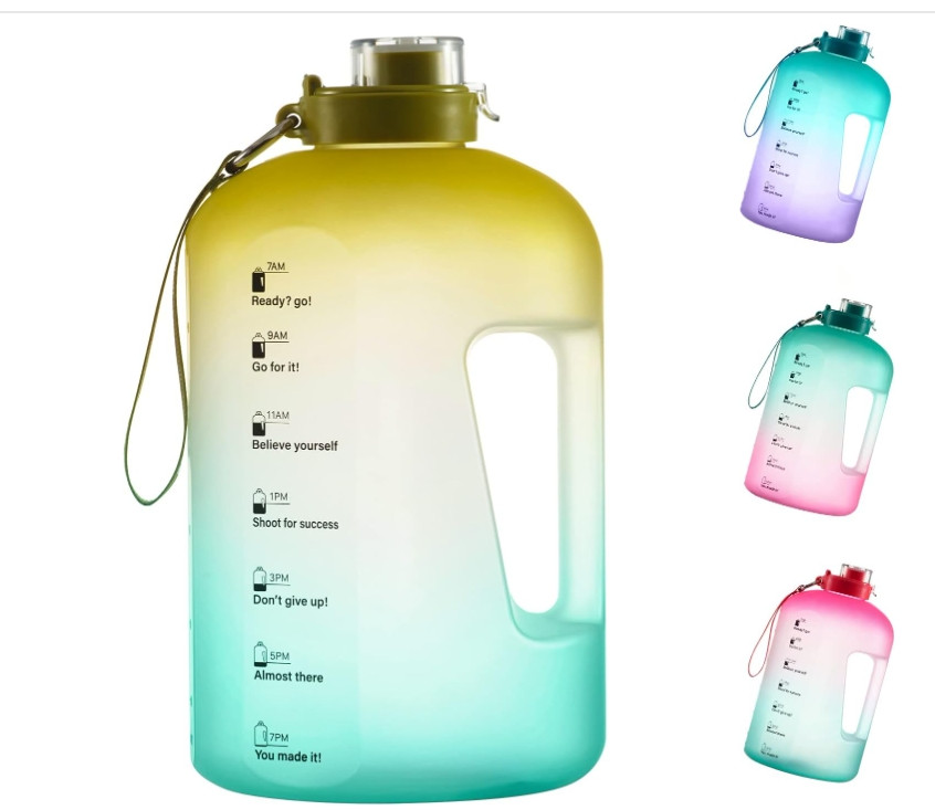 1 Gallon Water Bottle With Time Marker – 128 Ounces, JUG MOTIVATION BFA FREE