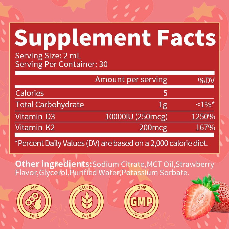 2X Vitamin K2 (MK7) with D3 10000 IU Liquid Drops Supplement Vitamin D3 K2 60ml