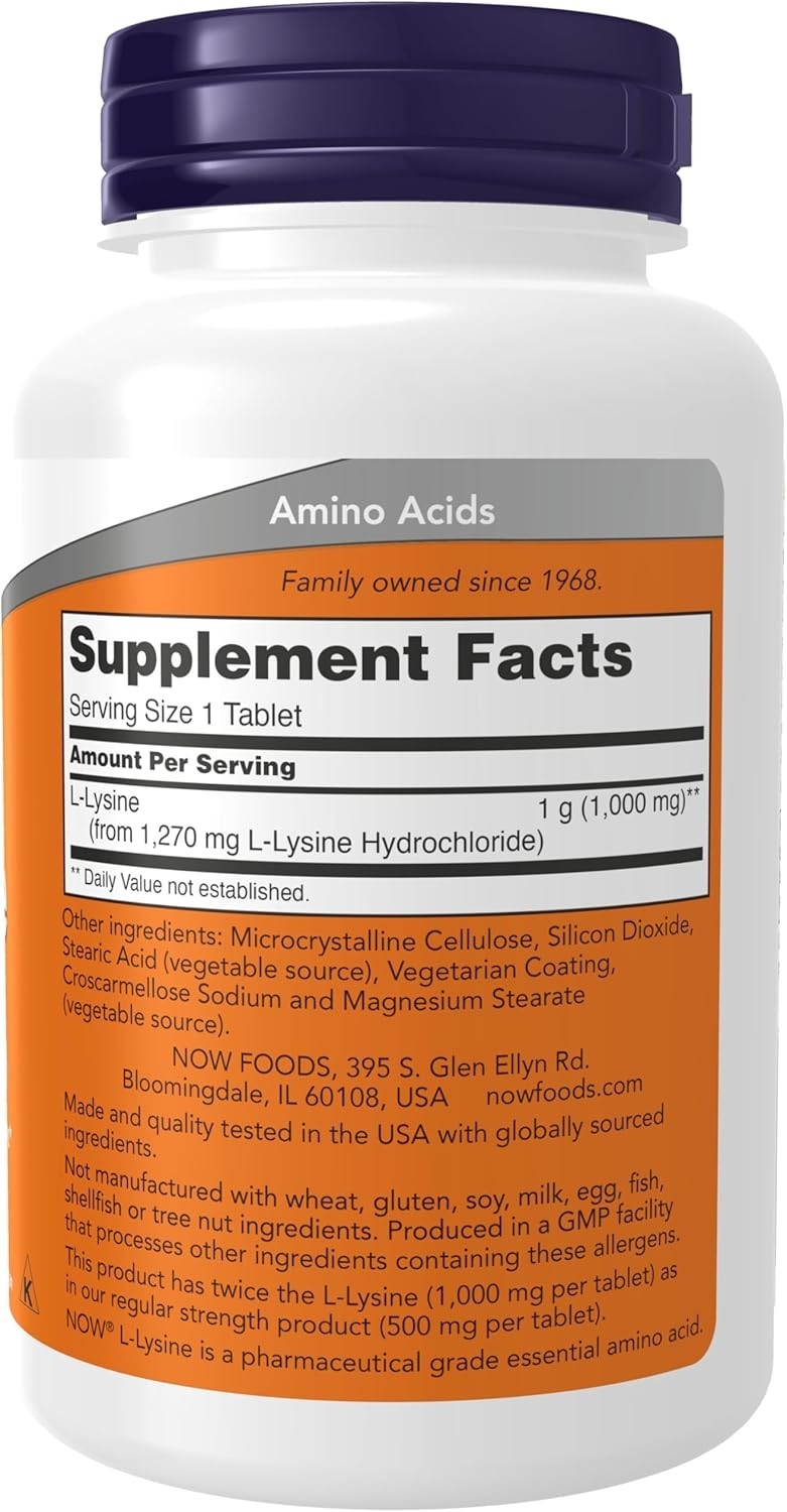 Supplements, (L-Lysine Hydrochloride) 1,000 Mg, Double Strength, Amino Acid, 100