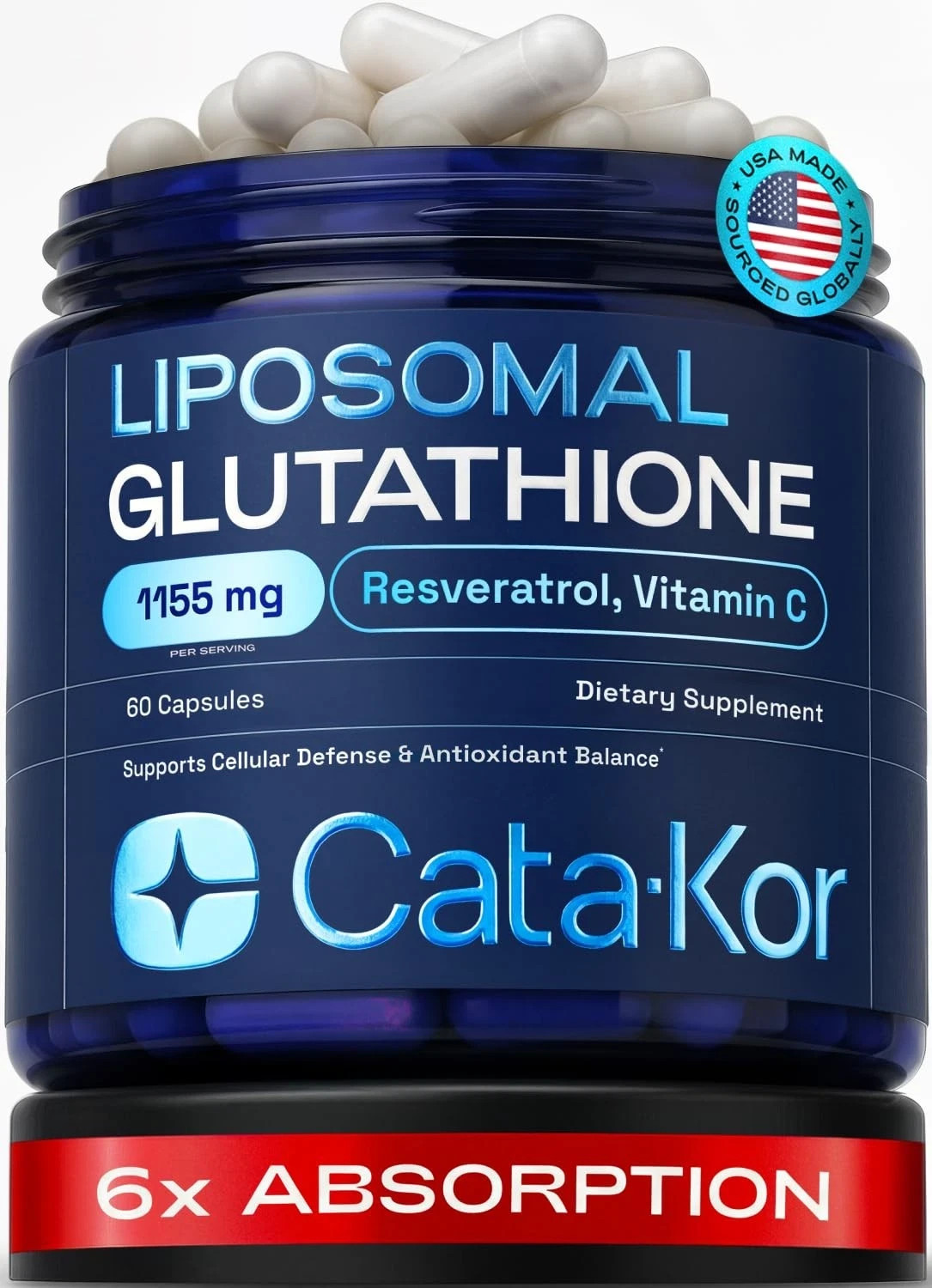 CataKor Liposomal Glutathione 1000mg – Ultra High Absorption with Resveratrol…