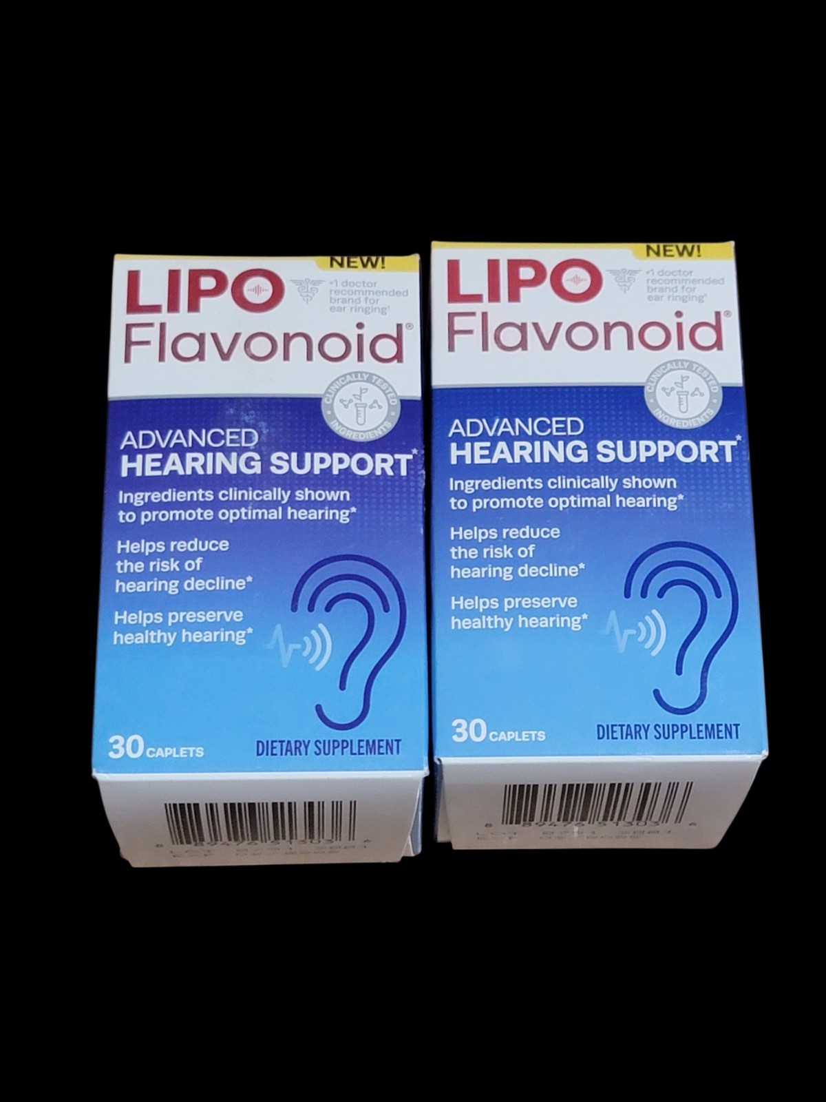 2 Bottles LIPO Flavonoid Advanced Hearing Support 30 Caplets Total – 03/2026