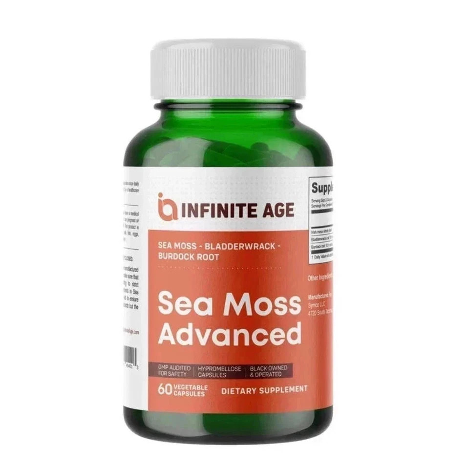 AGE INFINITE 1250mg Sea Moss Advanced Vegan High-Potency, Superfood, – 60 Count
