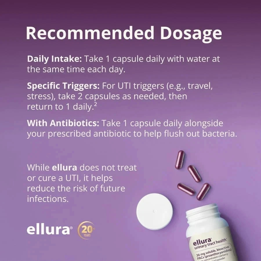 3 Pack Ellura 36mg Cranberry Capsules 90ct UTI Support Supplement Urinary Health