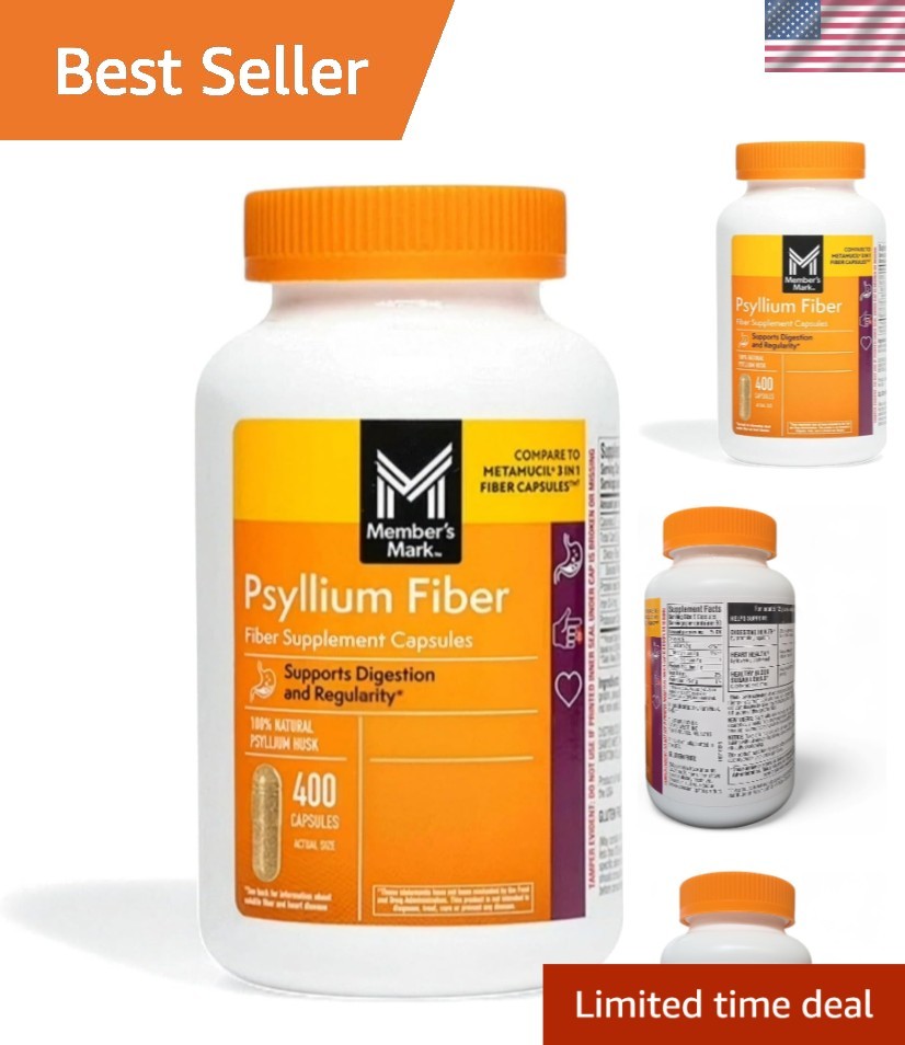 Digestive Health Essential: 400 Count of Member’s Mark Natural Psyllium Capsules