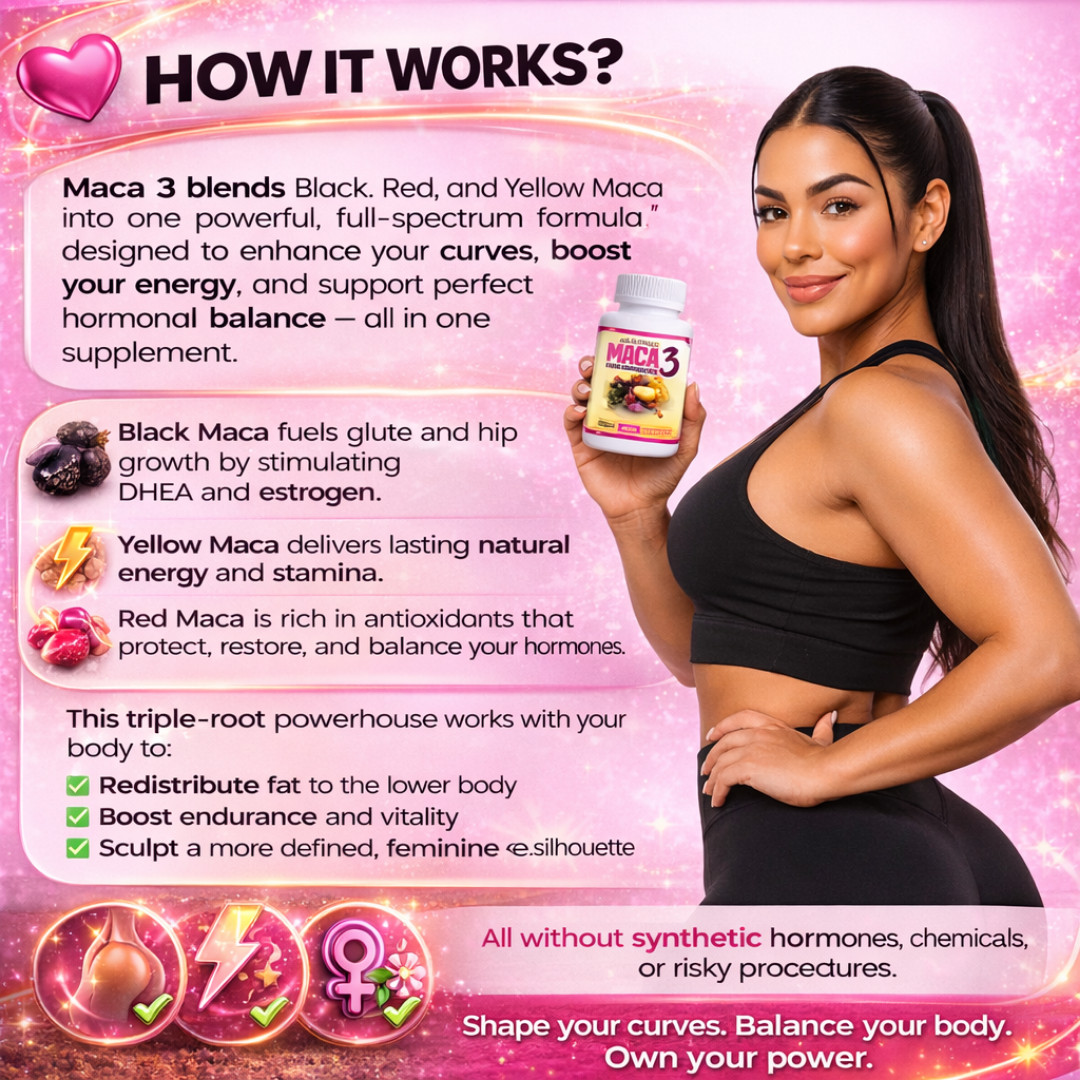 MACA ROOT PILLS FOR WOMEN PROMOTES BIGGER BUTT, THIGS & HIPS – 31 Days Supply