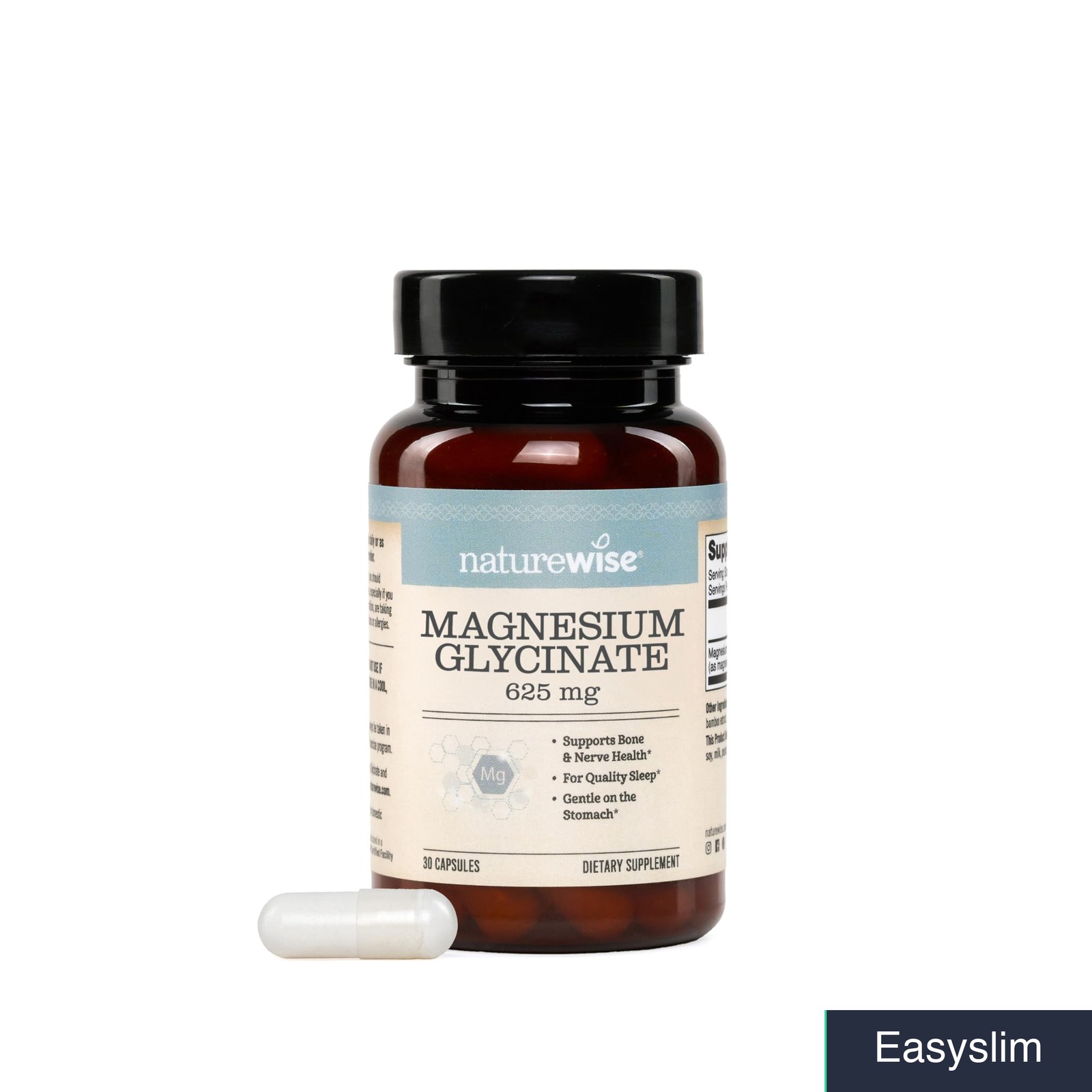 Magnesium Glycinate 625mg Chelated Supplement 30 Capsules Vegan Non-GMO