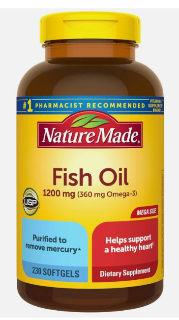 Nature Made Fish Oil Omega 3 Supplements – 230 Softgels, 115 Day Supply