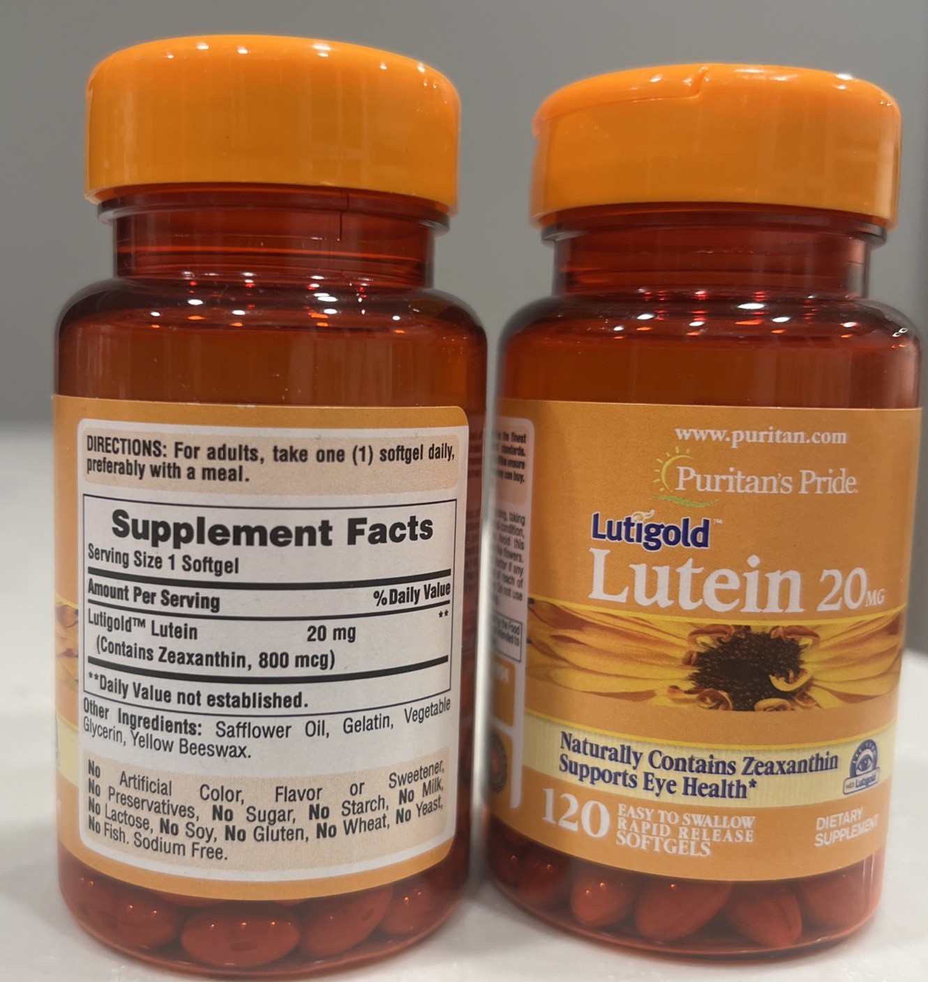 Lutein 20 mg w/ Zeaxanthin 120 Softgels (2 Pack) Support Eye Health 03/2027 New
