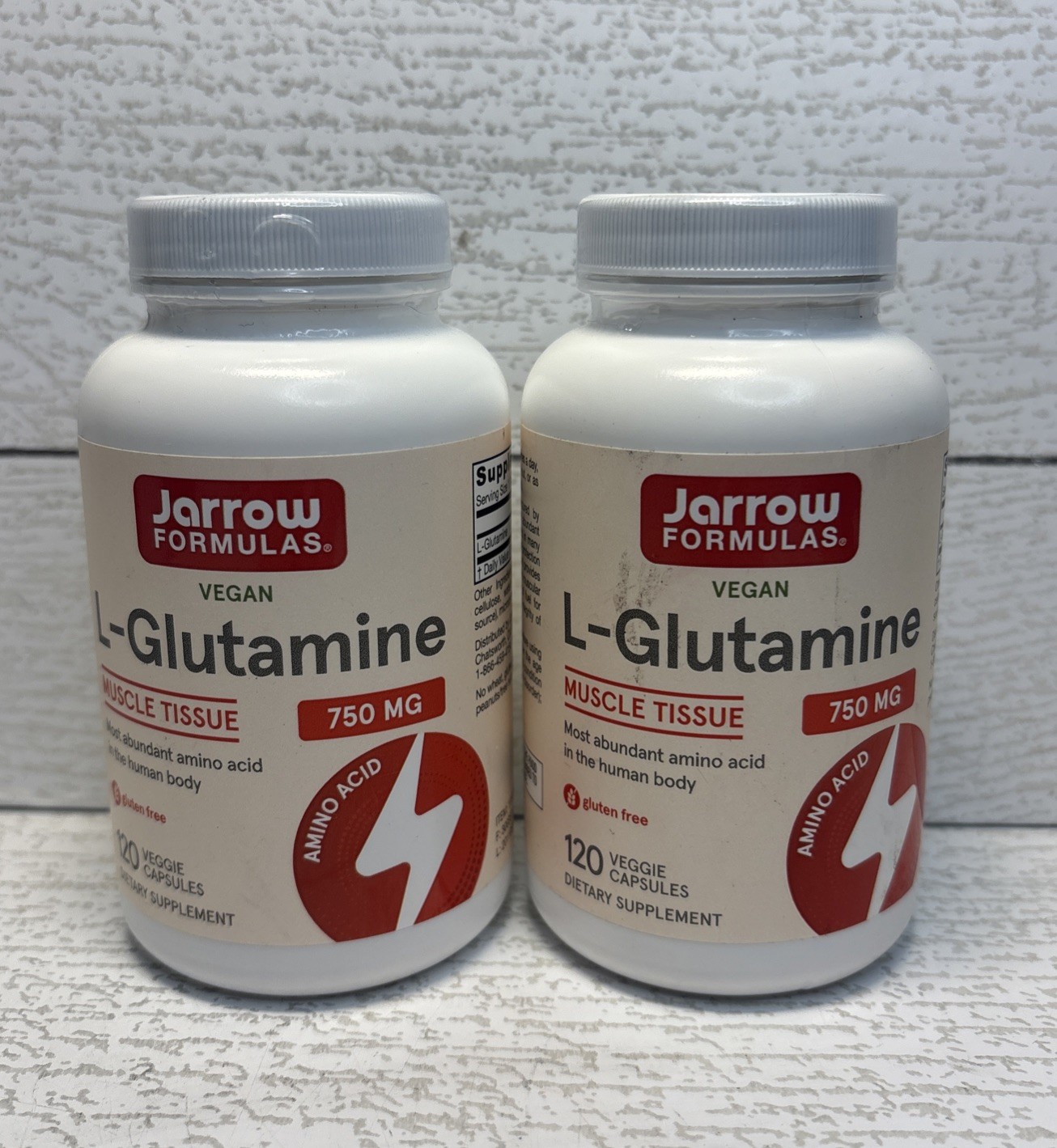 Lot Of 2- Jarrow L-Glutamine 750 Mg -240 Capsules Total Exp. 2028