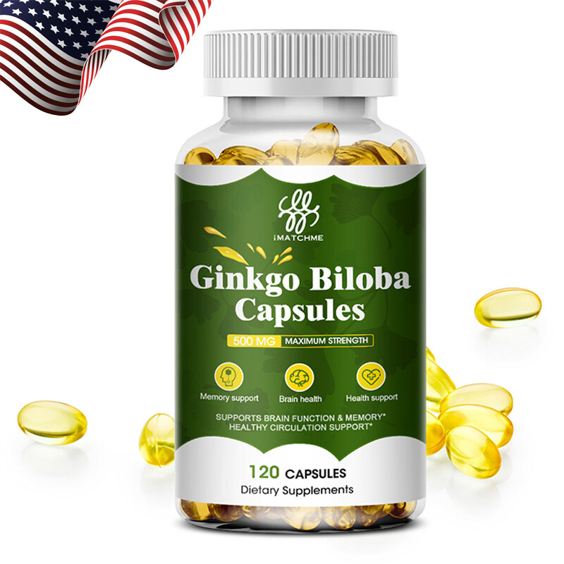 Ginkgo Biloba Capsules 500mg – Memory Mental Focus Brain Boosting Supplements