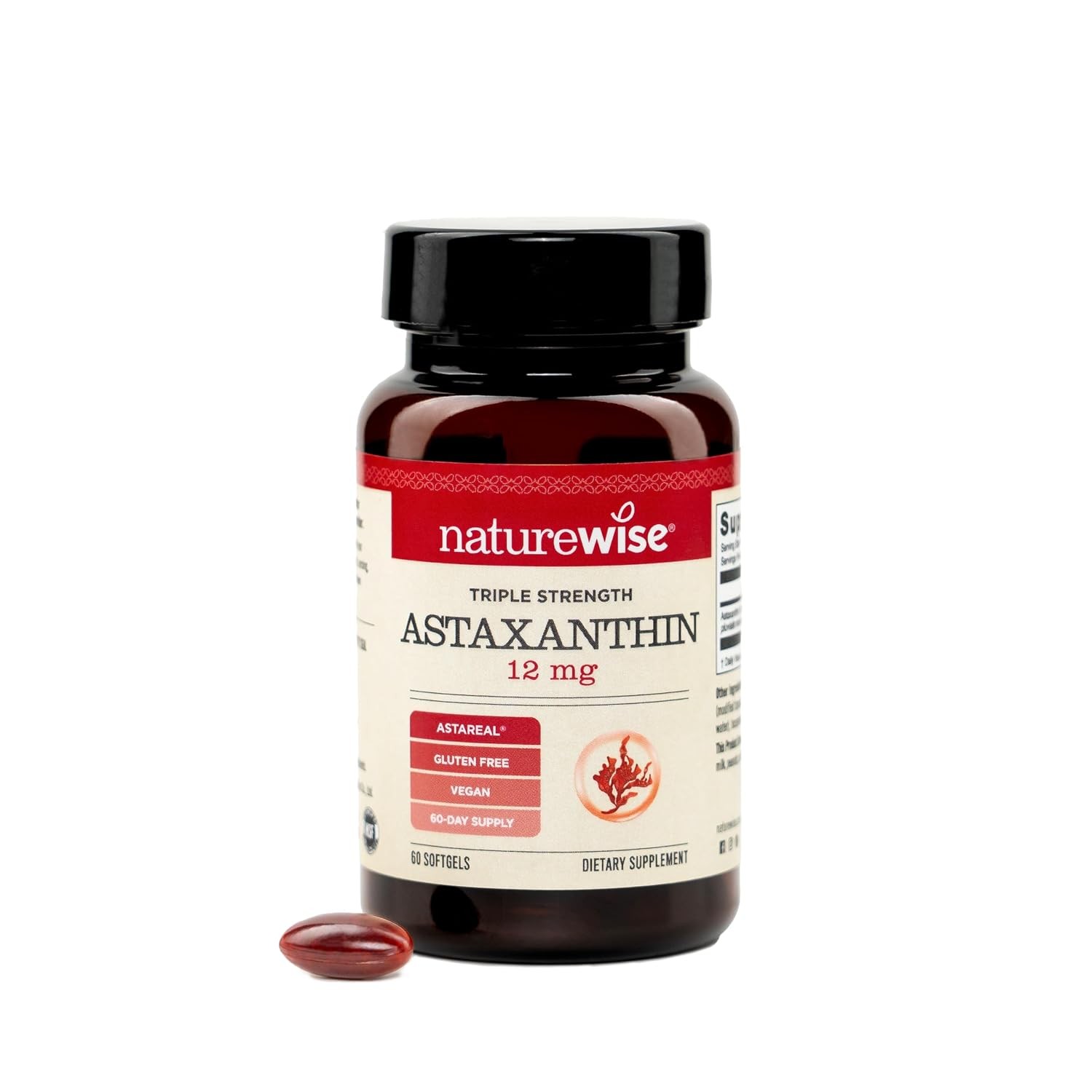 NatureWise Triple Strength Astaxanthin 12mg with AstaReal® – Vegan Antioxidant S