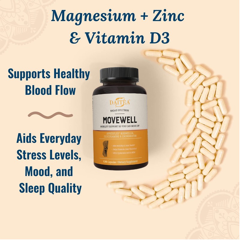 Pain Relief Supplement MoveWell Joint Support Glucosamine Turmeric MSM 120 Caps