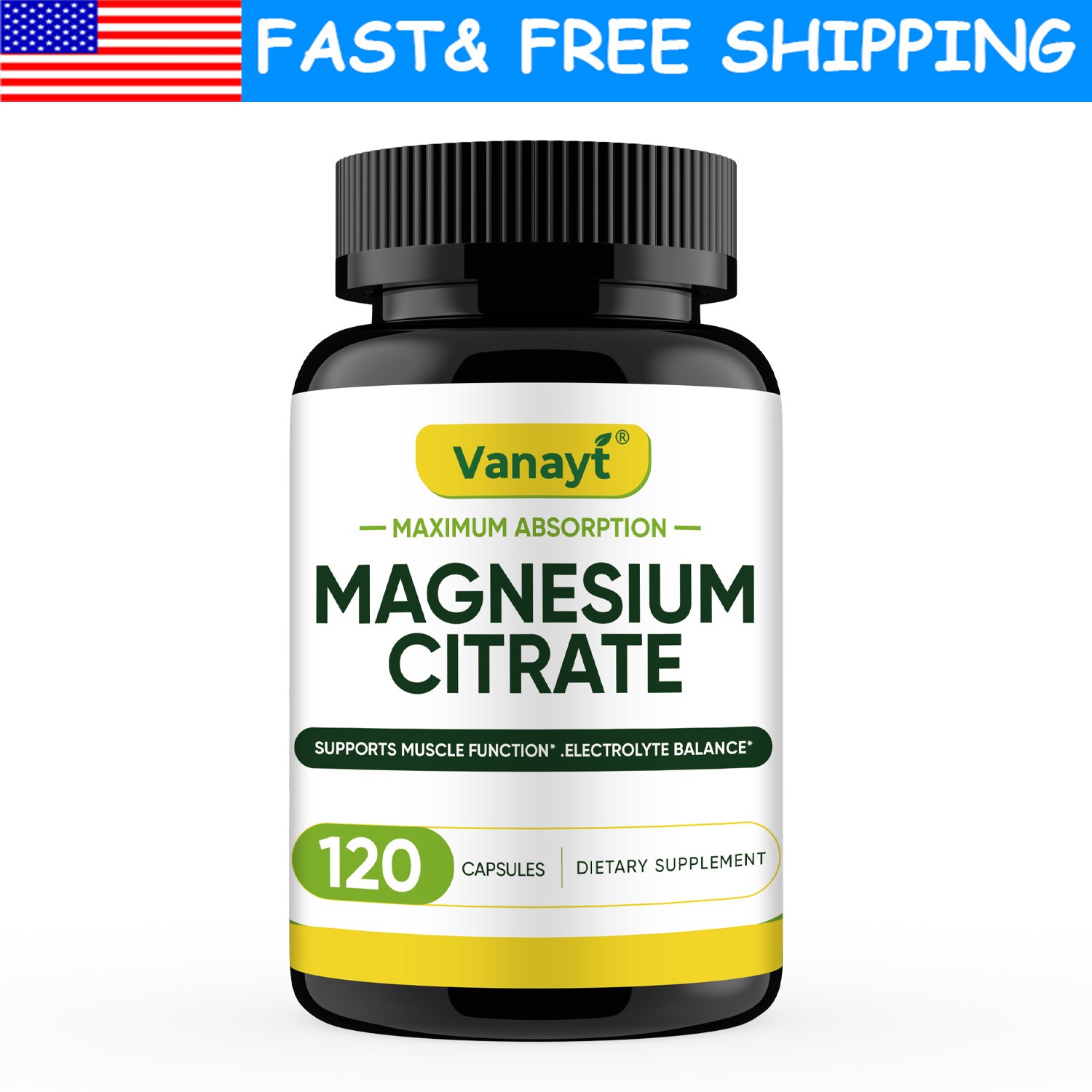 Magnesium Citrate Capsules 500mg Per Serving – Highest Potency 120 Capsules