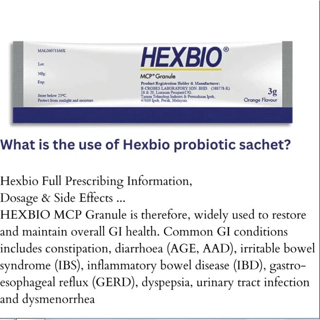 Hexbio Probiotic Granule For Constipation Diarrhea ( 3g x 45’s)
