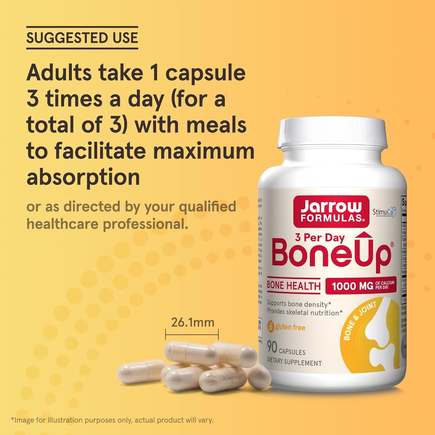 Jarrow Bone-Up 3 Per Day, Includes Vitamin D3, K2 90 Capsules Each (Pack of 4)