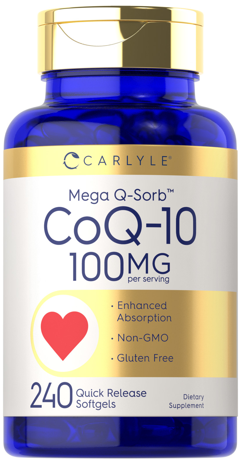 CoQ10 100mg | 240 Softgels | Coenzyme Q-10 & Black Pepper Extract | by Carlyle