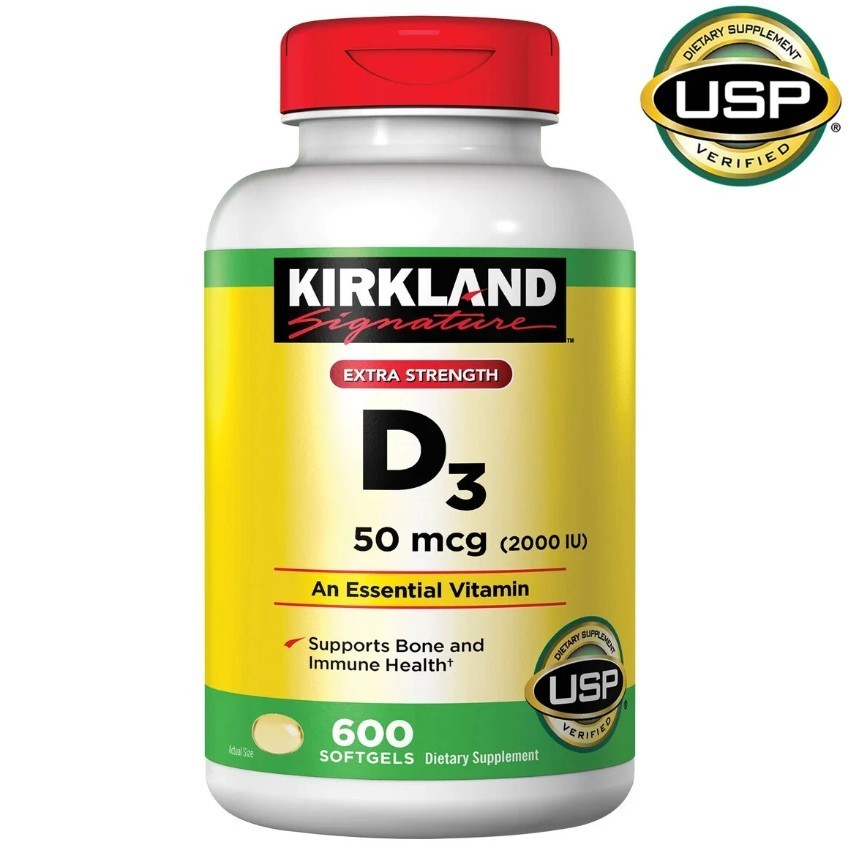 Kirkland Signature Extra Strength Vitamin D3 2000 IU 600 Softgels EXP 2028 USP