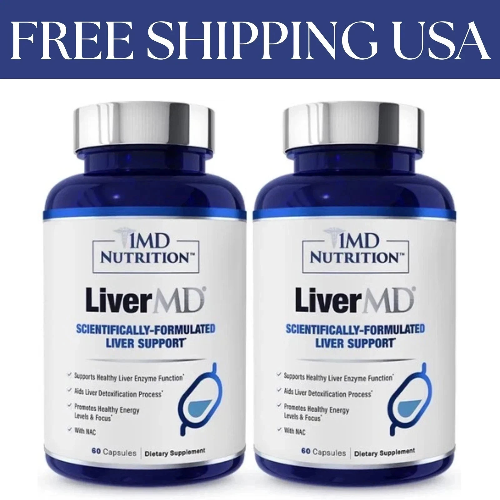 2 Packs 1MD Nutrition LiverMD – Liver Support Supplement New | Exp 11/2027