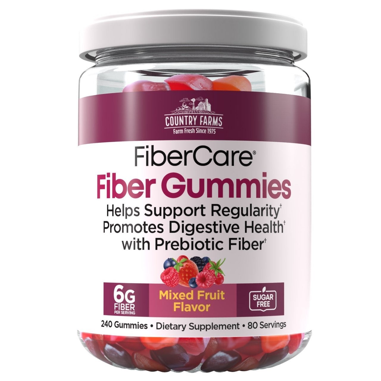 Country Farms Fiber Care 240 Prebiotic Fiber Gummies Mixed Fruit