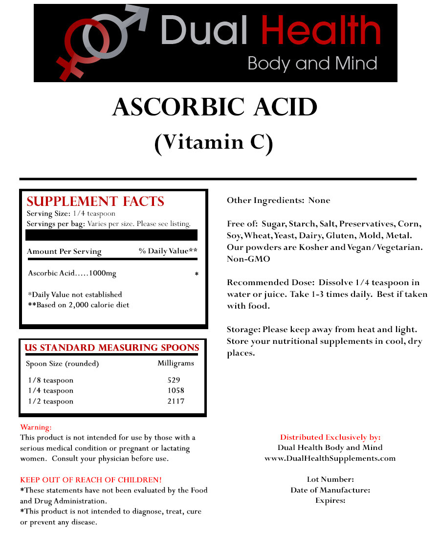 ASCORBIC ACID (2500 grams (5.5 lb)) Pure Vitamin C Powder Non-GMO Non Irradiated