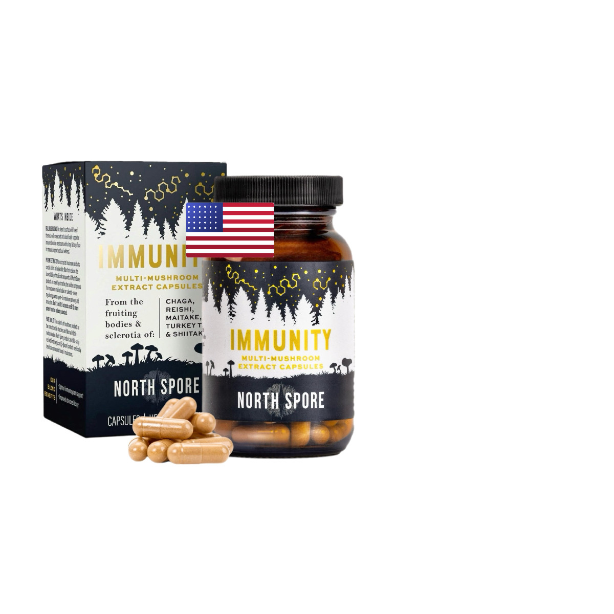 North Spore Immunity Mushroom Extract Supplement Turkey Tail Chaga Reishi
