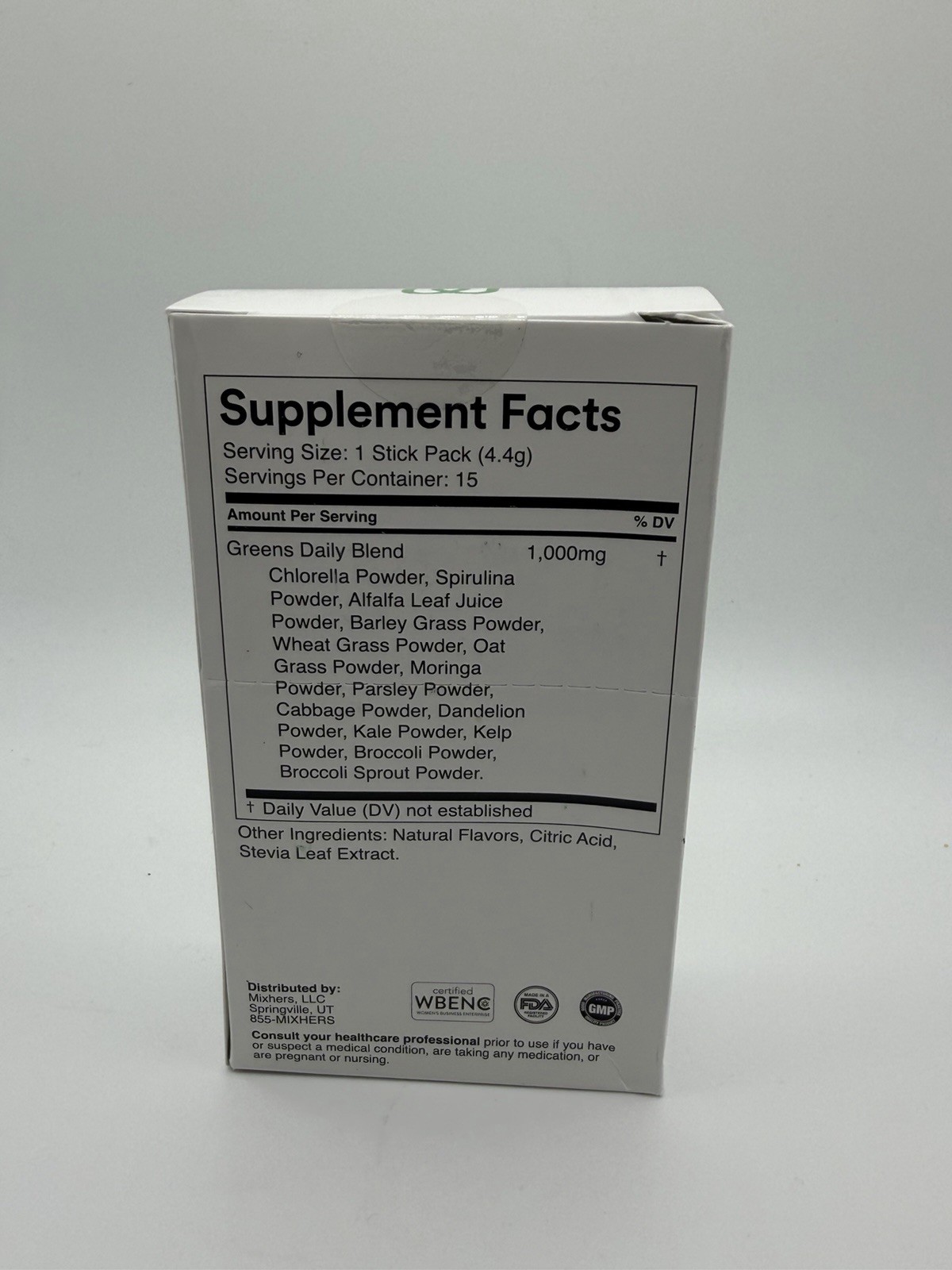 MixhersGreens. SuperfoodSupport. ApplePomegranate. Sealed. 15 serves. Exp. 03/26