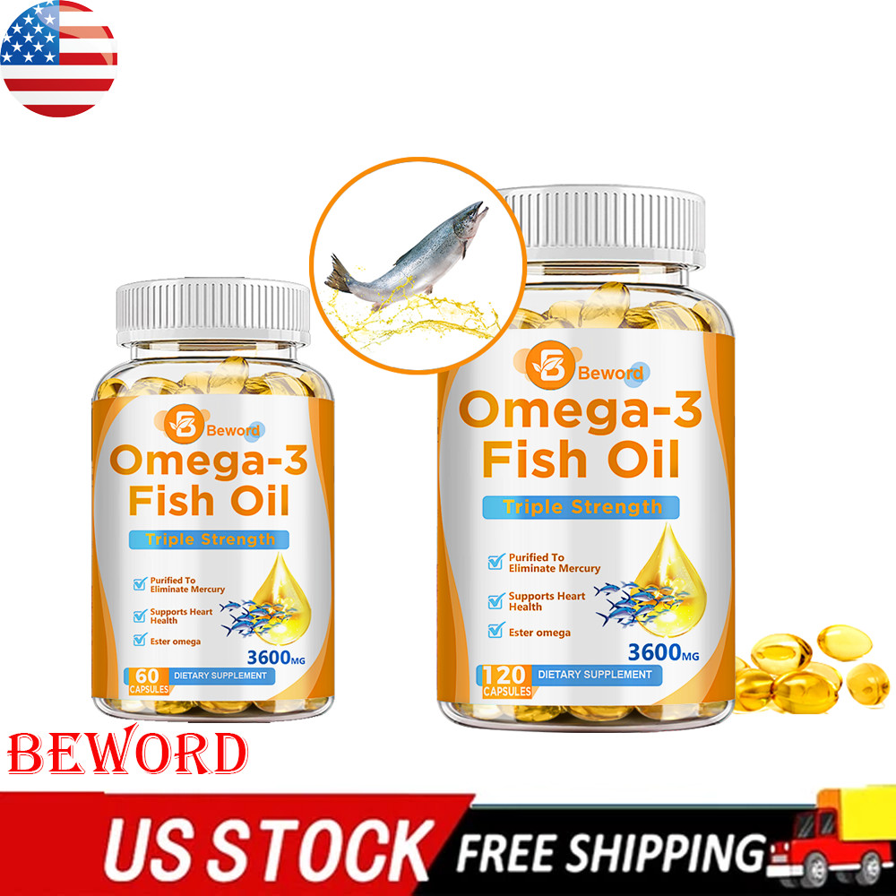 Omega 3 Fish Oil Capsules 3x Strength 3600mg EPA & DHA, Highest Potency