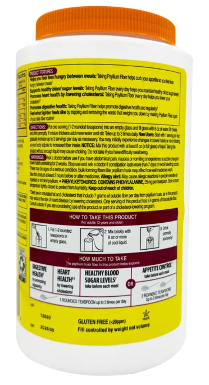 Kirkland Psyllium Fiber Powder Sugar Free 360 Servings Digestive Support