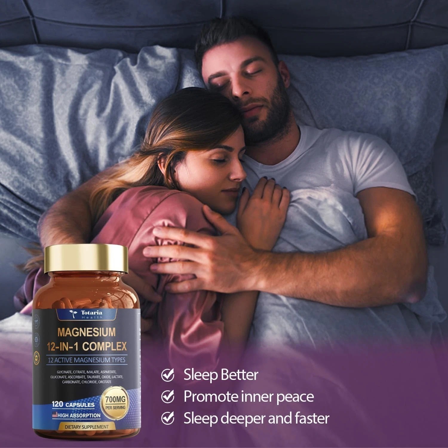 Totaria Health Magnesium 12-in-1 Complex – 700mg | 120 Capsules | Vegan, Non-GMO