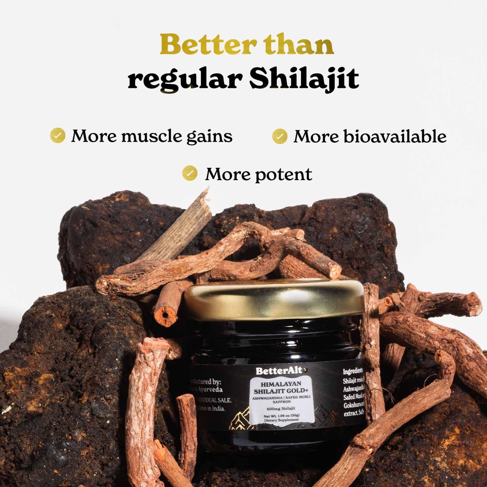 Pure Himalayan Shilajit Gold 30g | Boost Strength & Recovery | Vegan, Lab Tested