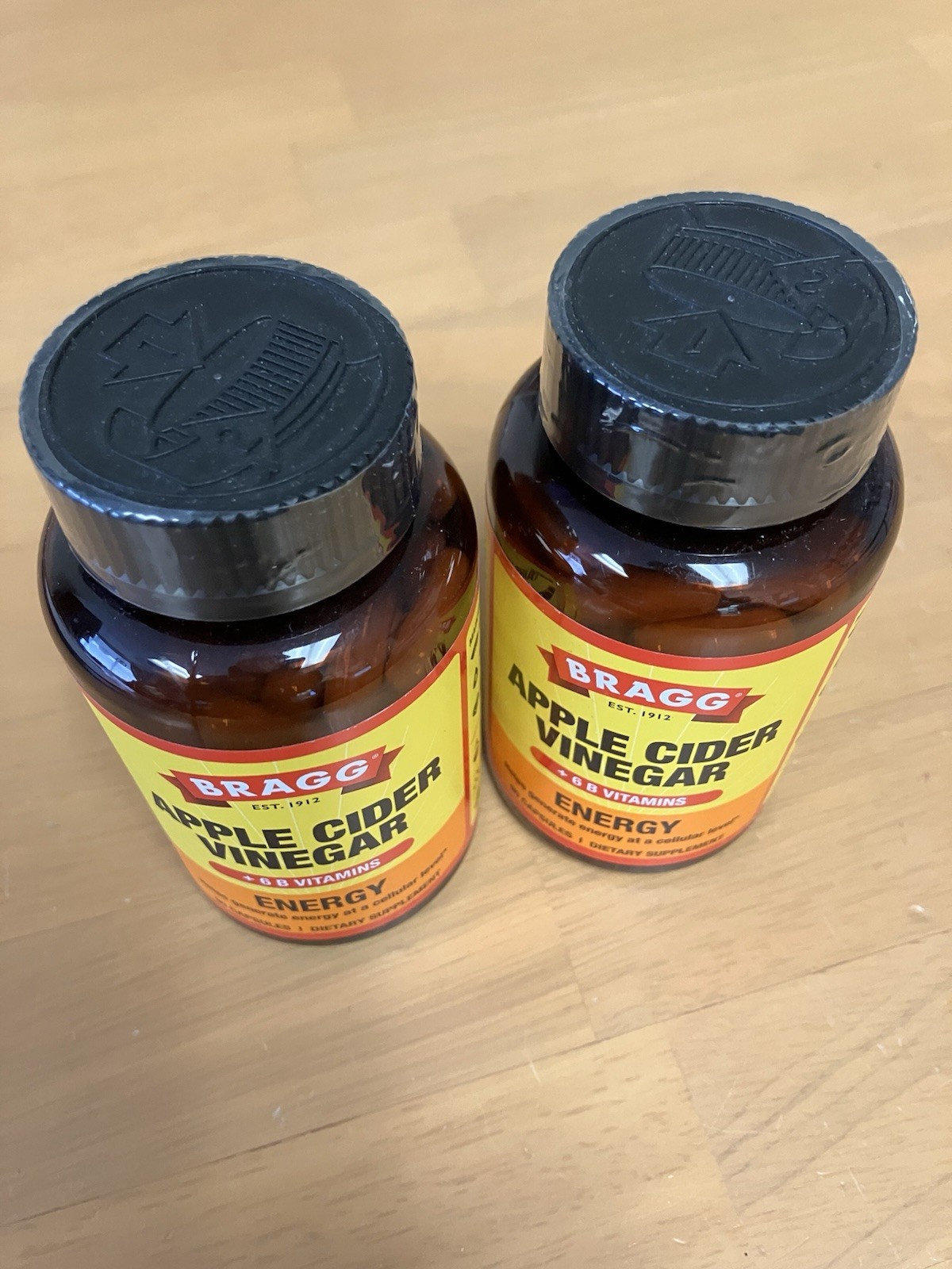 2-Pack Bragg Apple Cider Vinegar Energy + 6 B Vitamins 180 Caps. Exp. 05/2028