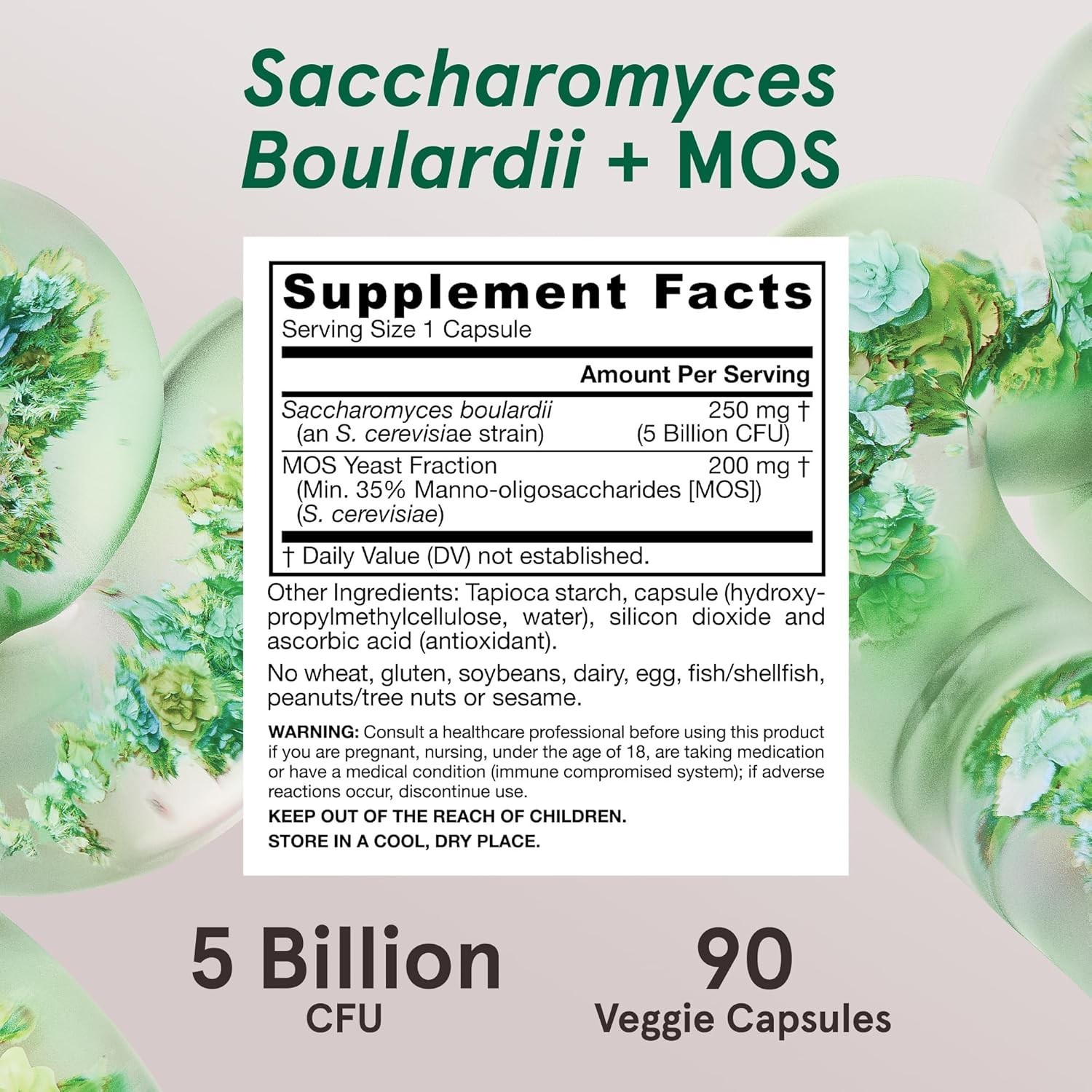 Jarrow Saccharomyces Boulardii + MOS 90 vcaps Each (Pack of 3)