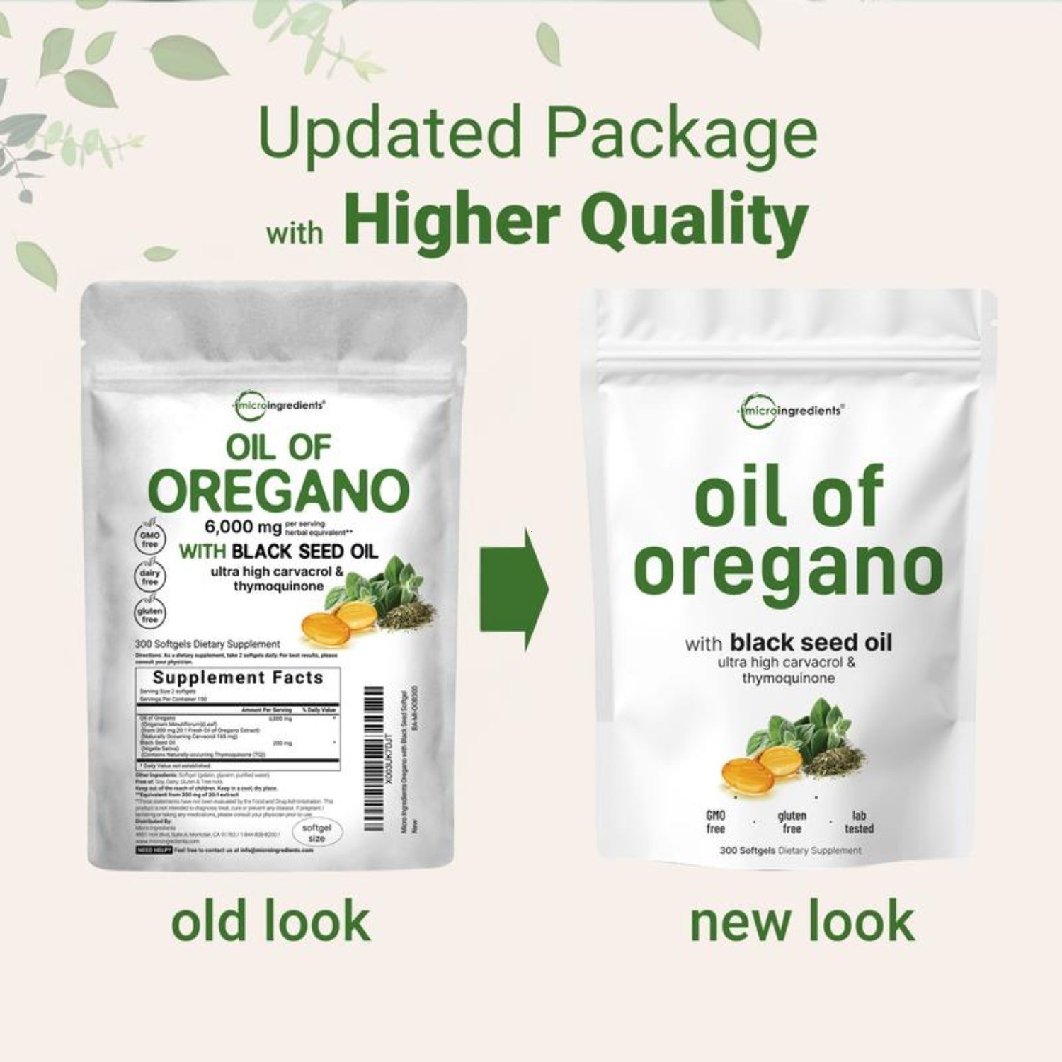 2 in 1 Oil of Oregano & Black Seed Softgels Count with Carvacrol,Immune Support