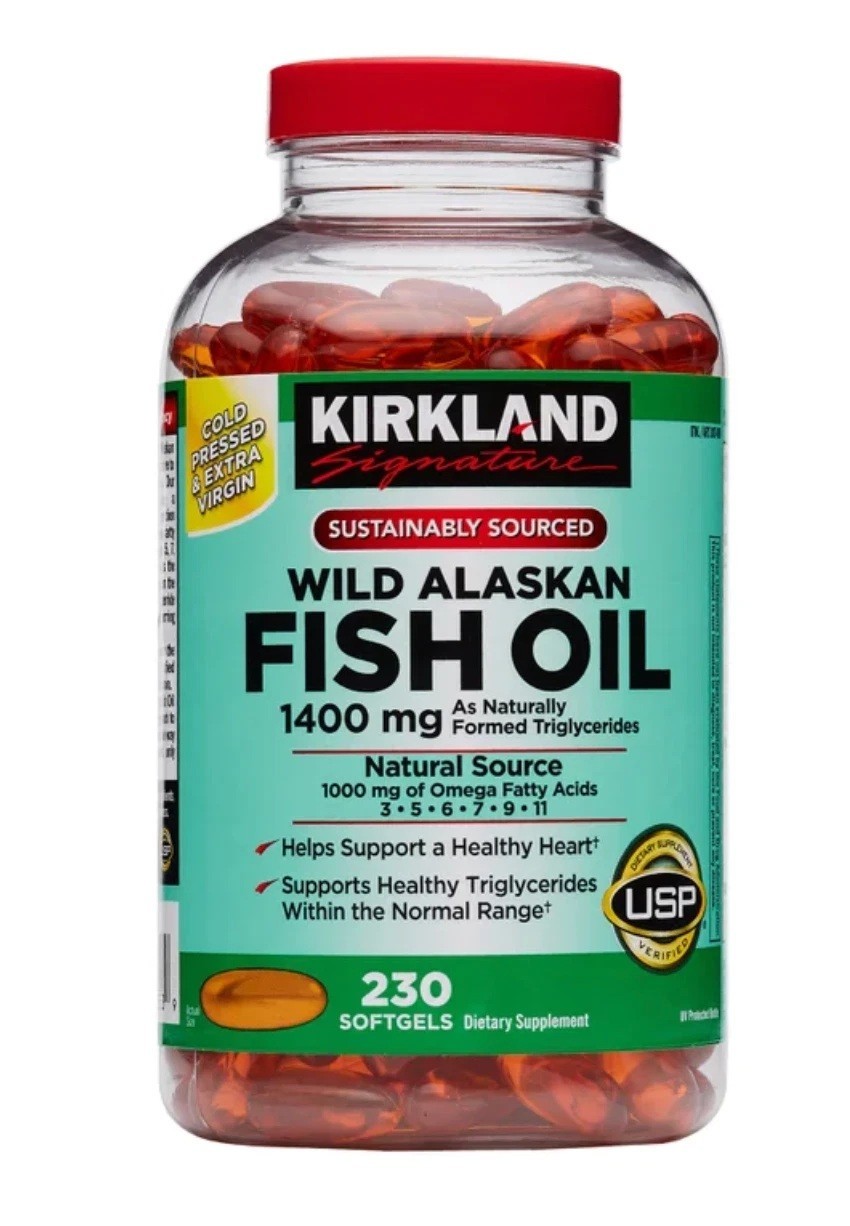 Kirkland Signature Wild Alaskan Fish Oil 1400mg 230 / 460 Softgels | 1 or 2 Pack