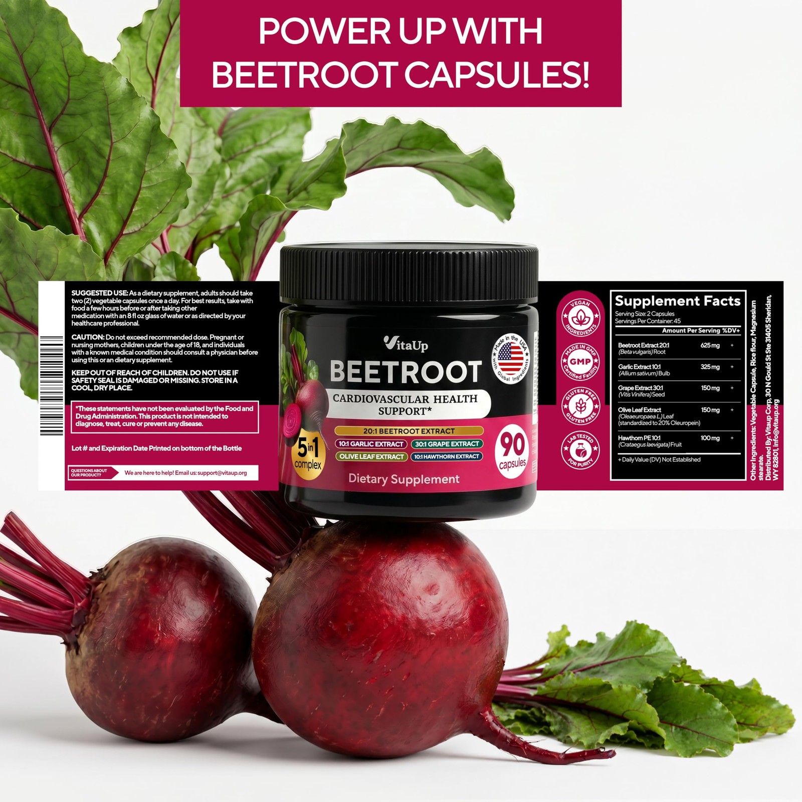 Beet Root Capsules USA Made Beetroot Supplement for Normal Circulation, Nitr…
