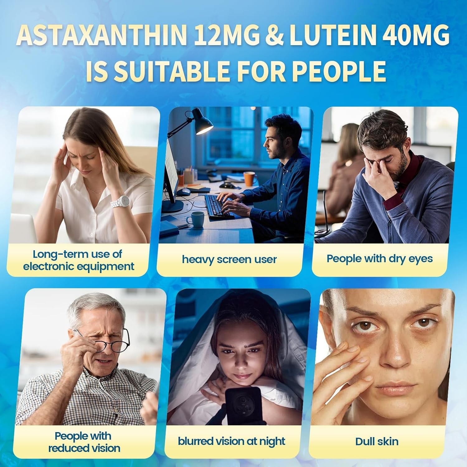 Daily Eye & Skin Health: 14-in-1 Astaxanthin and Lutein Supplement 180 Softgels
