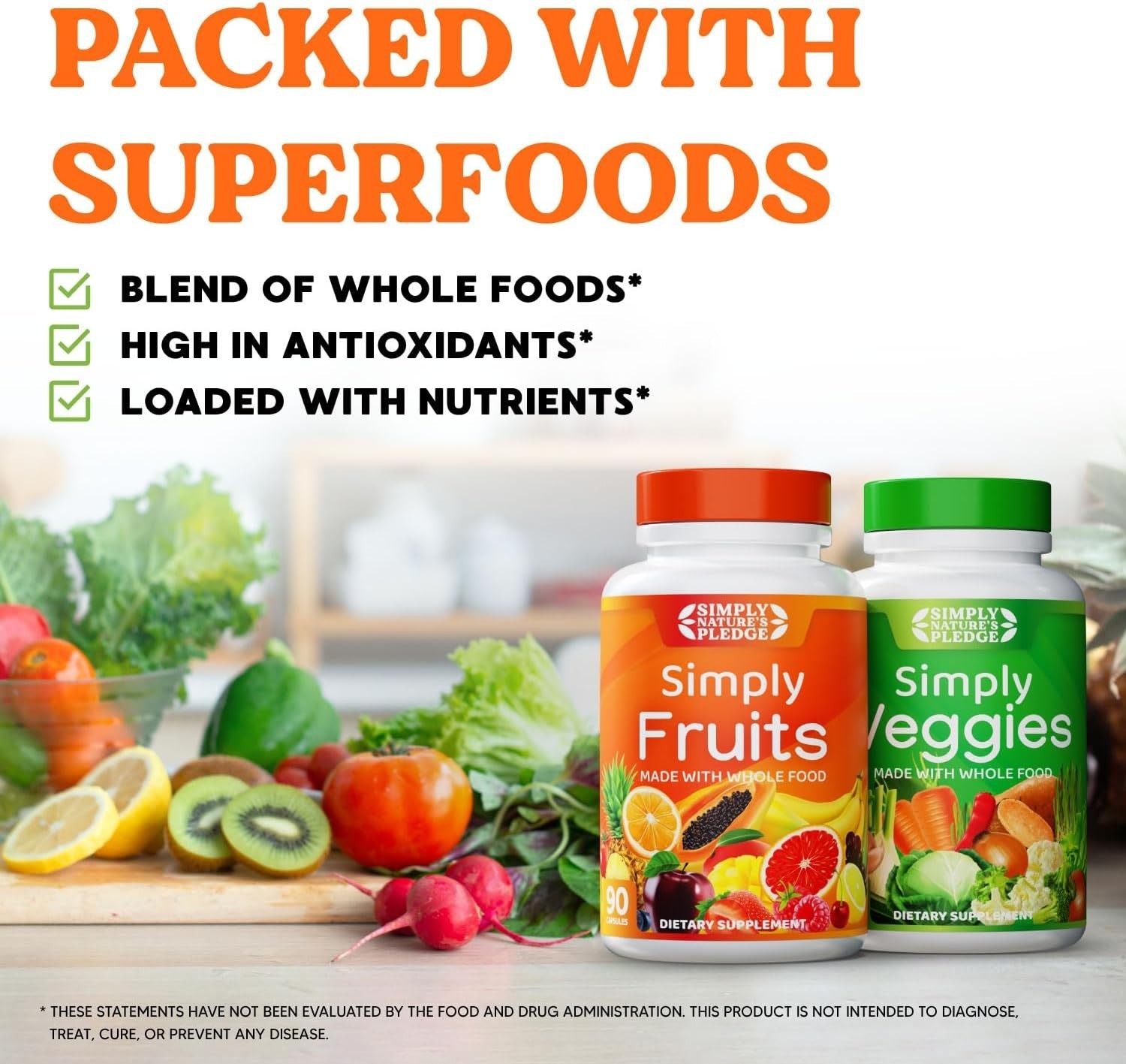 -Friendly 42 Fruit & Vegetable Capsules for Digestive and Immune Health